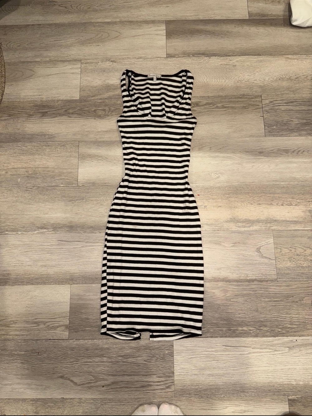 Charlotte Russe Black & White Striped Midi Tank Dress